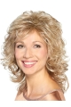 Platinum Blonde  Curly 14" Shoulder Length Capless  Synthetic Medium Length Women Wigs