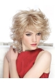 Blonde Curly  Shoulder Length Monofilament 12" Synthetic Women Wigs