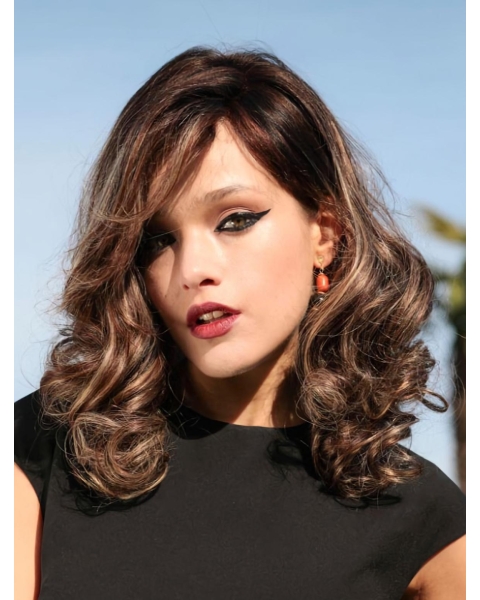 Monofilament 14" Curly Shoulder Length Human Hair Women  Wigs 