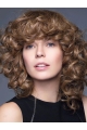 Curly Brown 14" Shoulder Length 100% Hand-tied Synthetic Women Wigs