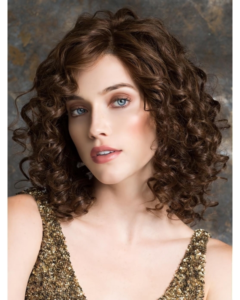 Remy Human Hair 12" Curly Exquisite Shoulder Length 100% Hand-tied Wigs