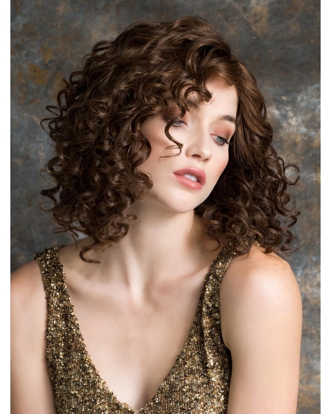 Remy Human Hair 12" Curly Exquisite Shoulder Length 100% Hand-tied Wigs