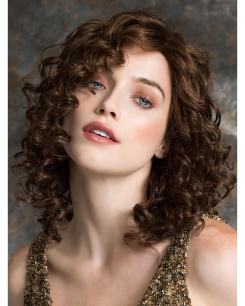 Remy Human Hair 12" Curly Exquisite Shoulder Length 100% Hand-tied Wigs