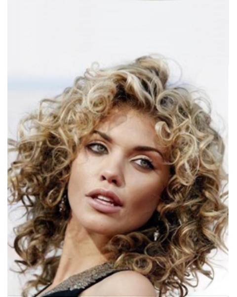  Wholesome Curly Shoulder Length Lace Front Human Hair Women Wigs