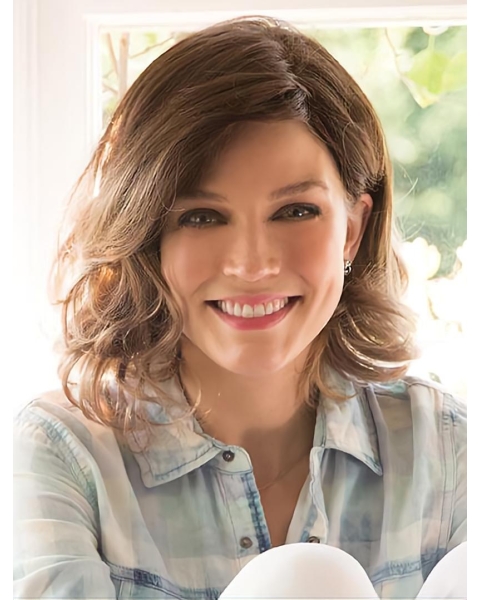 High Quality 12" Shoulder Length Curly Layered Monofilament Synthetic Women Wigs