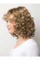 Popular 12" Curly Shoulder Length Layered Mono Synthetic Women Wigs