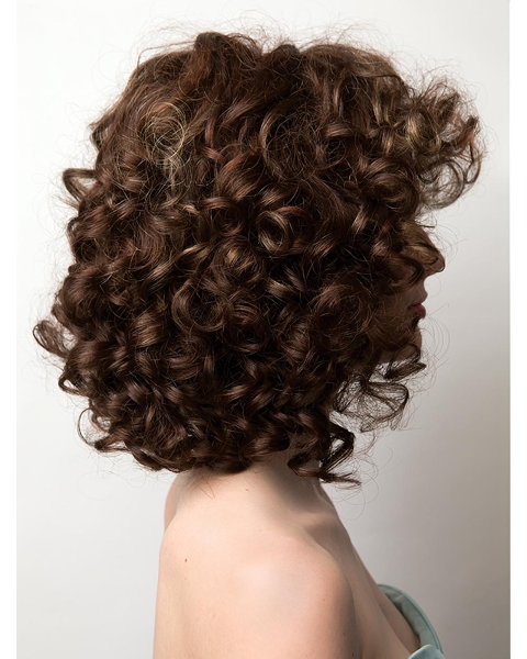 Affordable Medium  Brown Curly Mono Synthetic Women Wigs