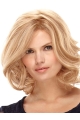 Unique Blonde Curly Shoulder Length Mono Remy Human Hair Women Wigs