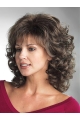 Brown Curly Shoulder Length Capless Classic Synthetic Women Wigs