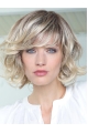 Fabulous Blonde Shoulder Length Curly With Bangs Human Hair Popular Women Wigs