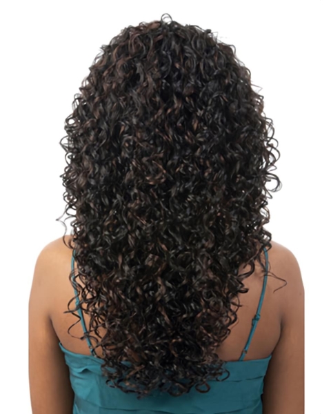 Gorgeous Black Curly Shoulder Length Capless Synthetic African American Women Wigs