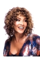 Designed Auburn Curly Shoulder Length Capless Human Hair African American Women Wigs