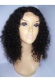 Natural Black Curly Shoulder Length Lace Front Remy Human Hair Women Wigs