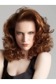 Fabulous Auburn Curly Shoulder Length Hand-Tied Synthetic Women Celebrity Wigs