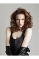 Fabulous Auburn Curly Shoulder Length Hand-Tied Synthetic Women Celebrity Wigs