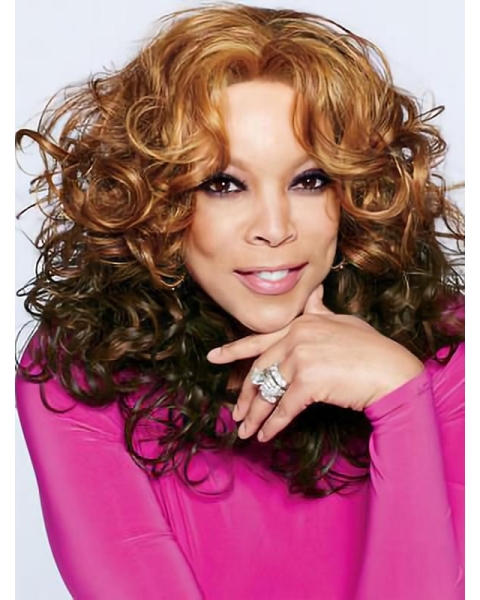 18" Curly Shoulder Length Capless Remy Human Hair Wendy Williams Women Wigs