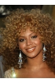 Natural Auburn Curly Shoulder Length Capless Synthetic Beyonce Wigs For Cancer