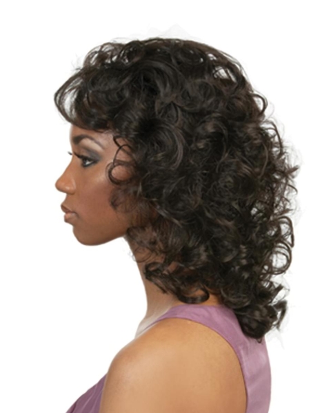 Top Black Curly Shoulder Length Capless Classic Human Hair Women Wigs