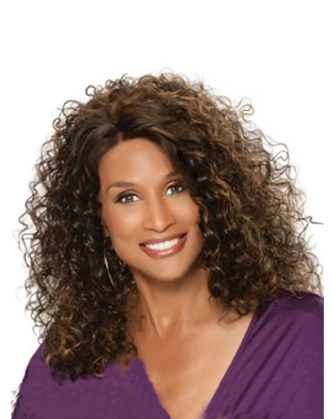 Beverly Johnson Classic Bouffant Mid-length Curly Lace Human Hair Women Wig