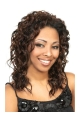 Shining Brown Curly Shoulder Length Capless Human Hair Wigs & Half Women Wigs