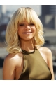 Fashion Blonde Curly Shoulder Length Capless Synthetic Rihanna Women Wigs