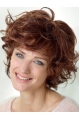 Amazing Auburn Shoulder Length Curly With Bangs Lace Front Beautiful Synthetic Women Wigs