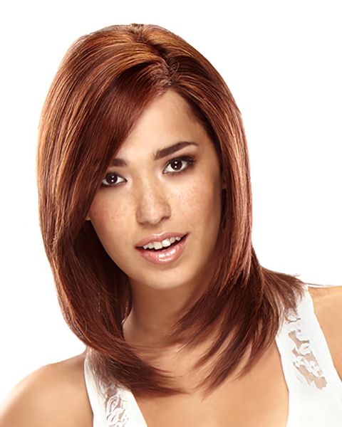 Fabulous Auburn Curly Shoulder Length Hand-Tied Remy Human Hair Women Wigs