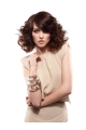 Soft Auburn Curly Shoulder Length Lace Front Synthetic Women Wigs