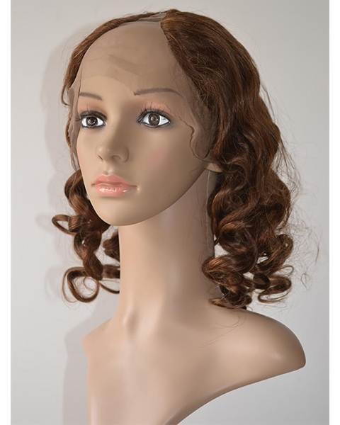 Nice  Curly Shoulder Length Lace Front Human Hair U Part Women Wigs