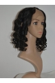 Soft Black Curly Shoulder Length Lace Front U Part Human Hair Women Wigs