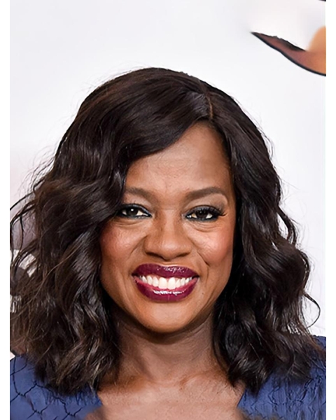 Shoulder Length  Lace Front Synthetic Curly Women Viola Davis Wigs