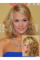 No-fuss Blonde Curly Shoulder Length Capless Human Hair Women Celebrity Wigs