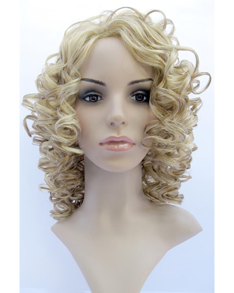 Beautiful Blonde Curly Shoulder Length Capless Synthetic Kids Wigs