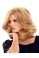 Fashion Medium Blonde Curly Capless Human Hair Women Wigs