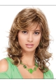 Classic Pleasing Blonde Curly Capless Synthetic Medium Women Wigs