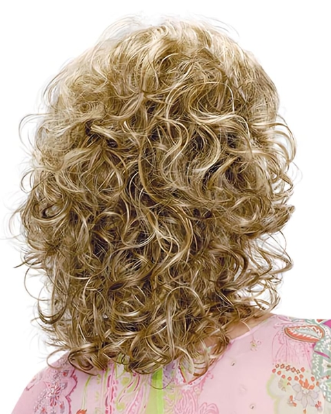 Blonde Beautiful Medium Curly Layered Shoulder Length Synthetic Women Wigs