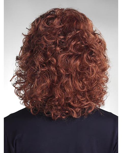 Traditional Auburn Curly Shoulder Length Capless Classic Synthetic Women Wigs