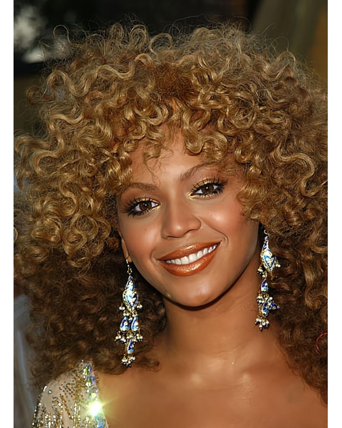 Style Blonde Curly Shoulder Length Lace Front Synthetic Beyonce Wigs For Women