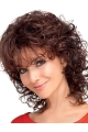 Exquisite Auburn Curly Shoulder Length Capless Classic Synthetic Women Wigs