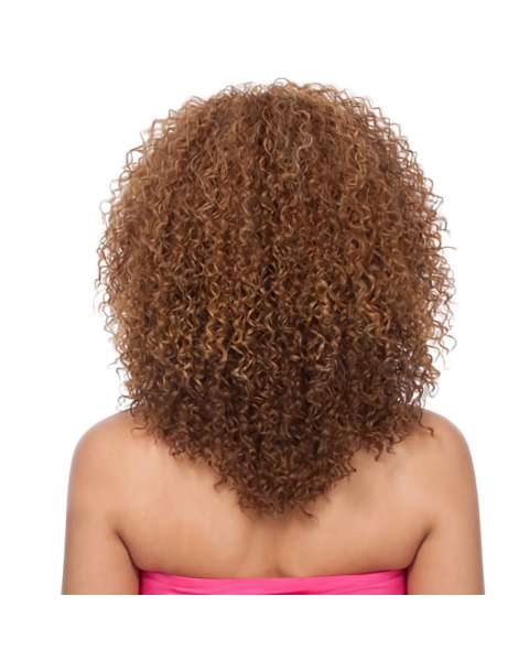 Graceful Auburn Curly Shoulder Length Capless Synthetic African American Women Wigs