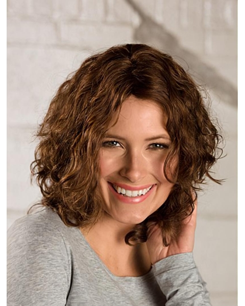 Brown Pleasing Curly Synthetic Medium Wigs