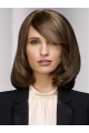 Monofilament Brown 12" Straight Shoulder Length Bobs Real Human Hair Wigs