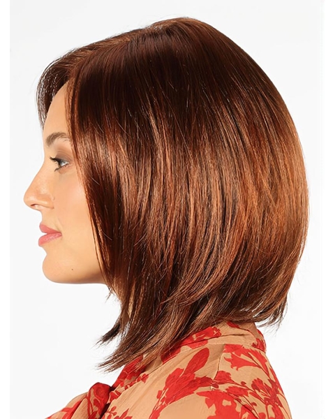 14" Straight Shoulder Length Auburn Bobs Hand Tied Wigs