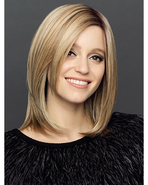  Brown Straight Should Length Monofilament  Synthetic Medium Women Bobs Wigs