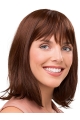 Auburn Shoulder Length Straight With Bangs Capless Synthetic Medium Length Women Wig