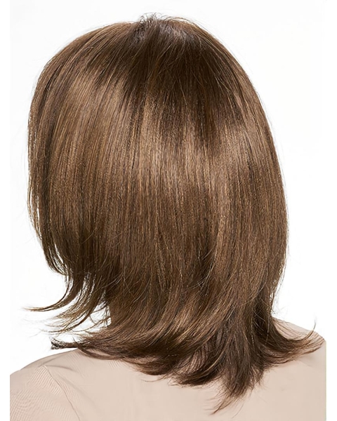 Brown Straight Shoulder Length Monofilament Synthetic Women Wigs 