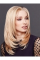 Blonde Shoulder Length Straight Without Bangs Monofilament  Human Hair Women Wigs