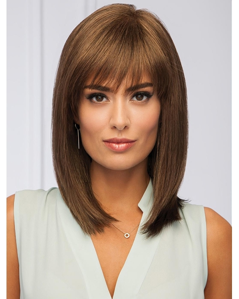 Brown Straight Shoulder Length Monofilament Synthetic Women African Hairstyles Wigs