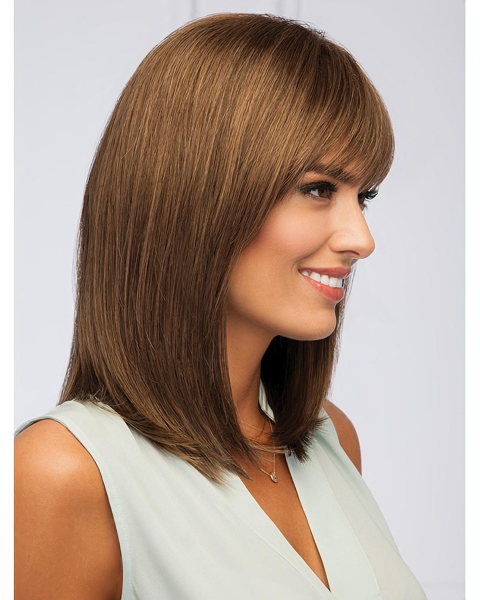 Brown Straight Shoulder Length Monofilament Synthetic Women African Hairstyles Wigs