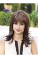 Brown With Bangs Synthetic 14" Straight Medium Wig For Women